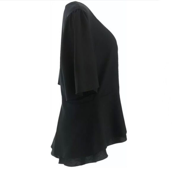 Laurie Felt Scooped V-Neck Peplum Blouse - Picture 3 of 5